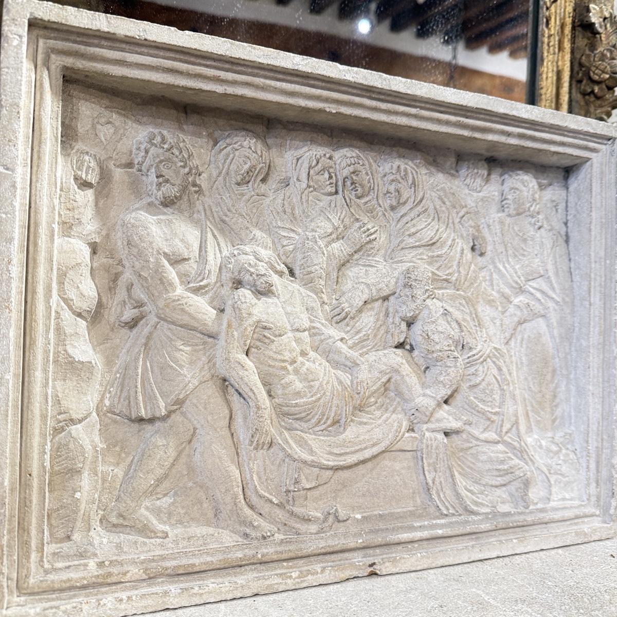Deposition Of The Cross – Stone Bas-relief, 16th Century-photo-8