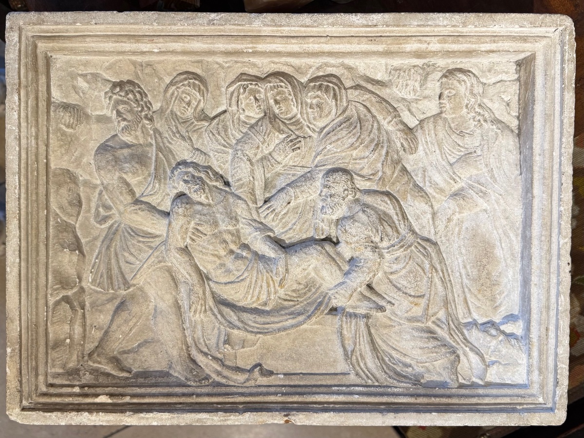Deposition Of The Cross – Stone Bas-relief, 16th Century