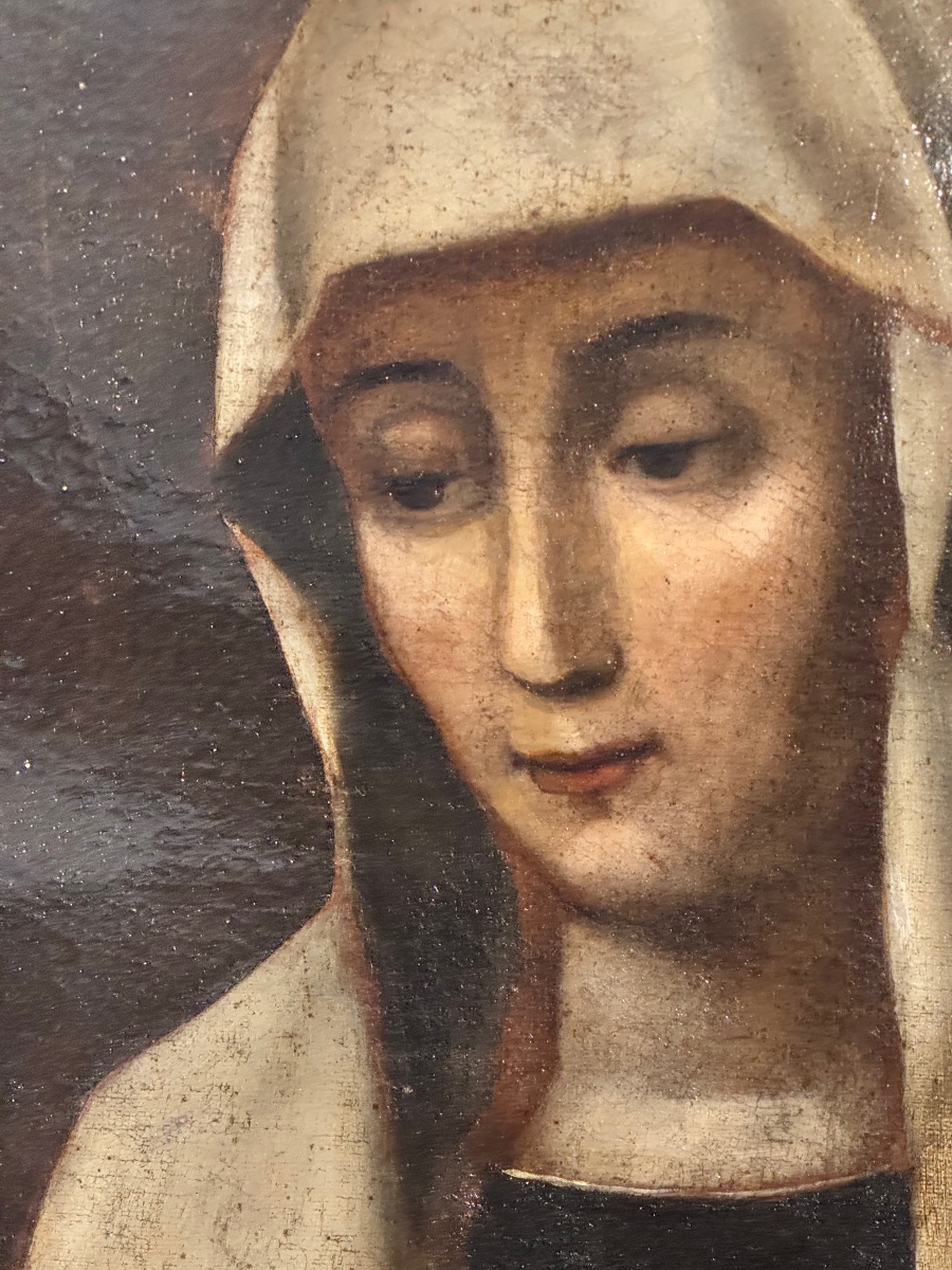 Saint Frances Of Rome And The Angel – Oil On Canvas, 17th Century-photo-2
