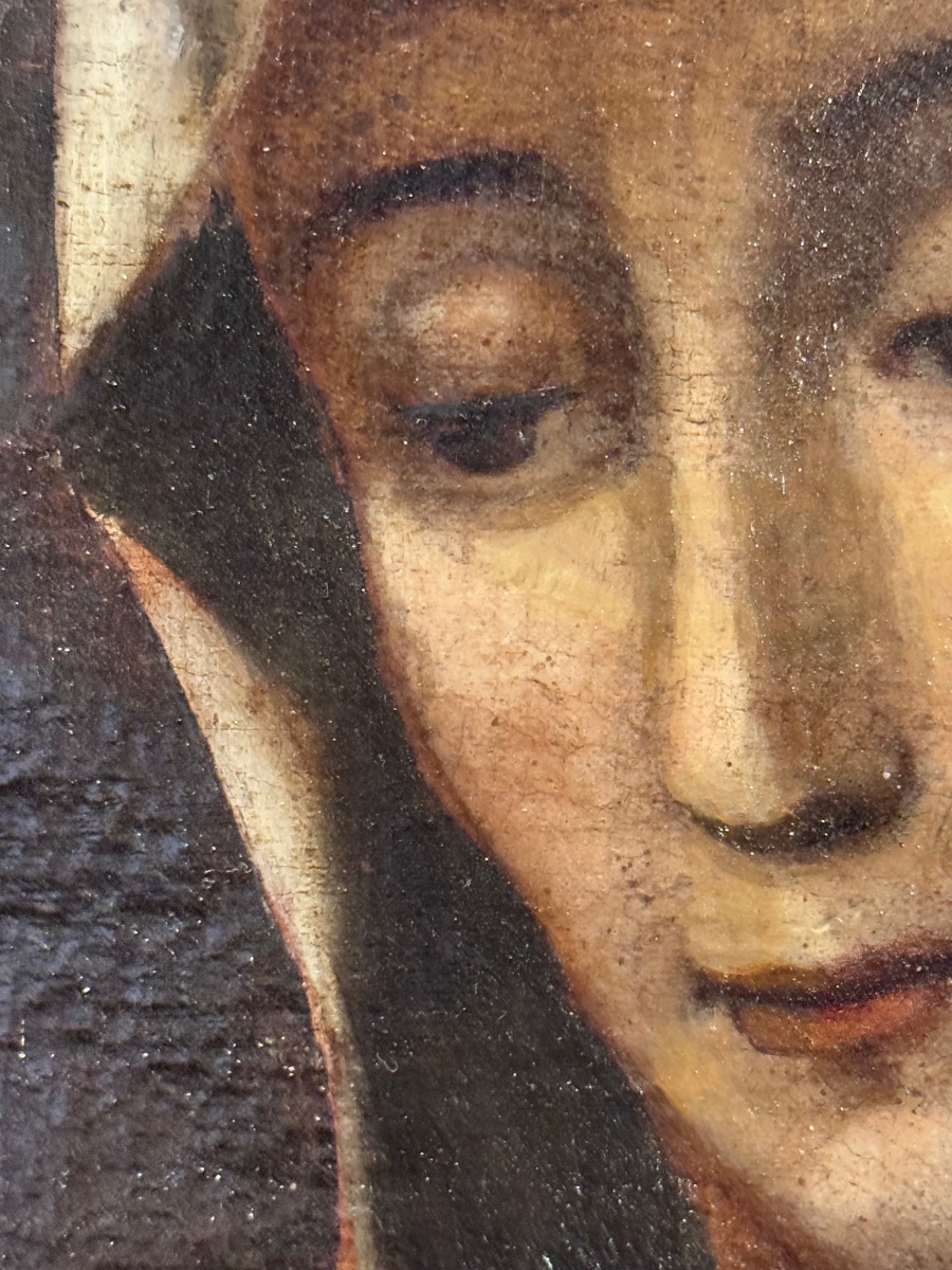 Saint Frances Of Rome And The Angel – Oil On Canvas, 17th Century-photo-1