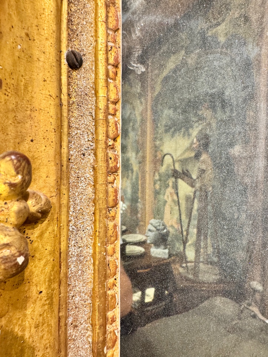 Large Carved And Gilded Wooden Mirror With Rocaille Decoration – 18th Century-photo-8