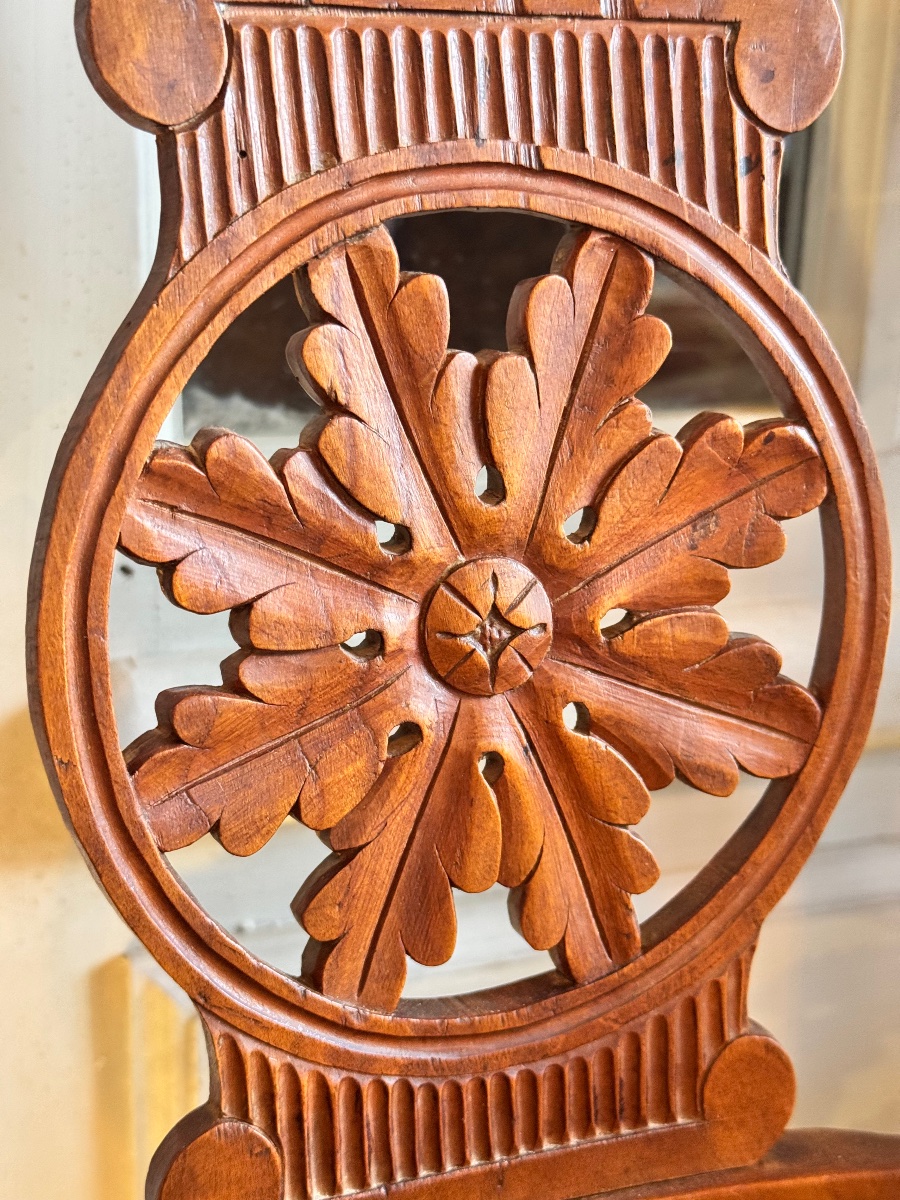 Set Of Five Consulat-period Chairs In Cherry Wood—late 18th / Early 19th Century-photo-4