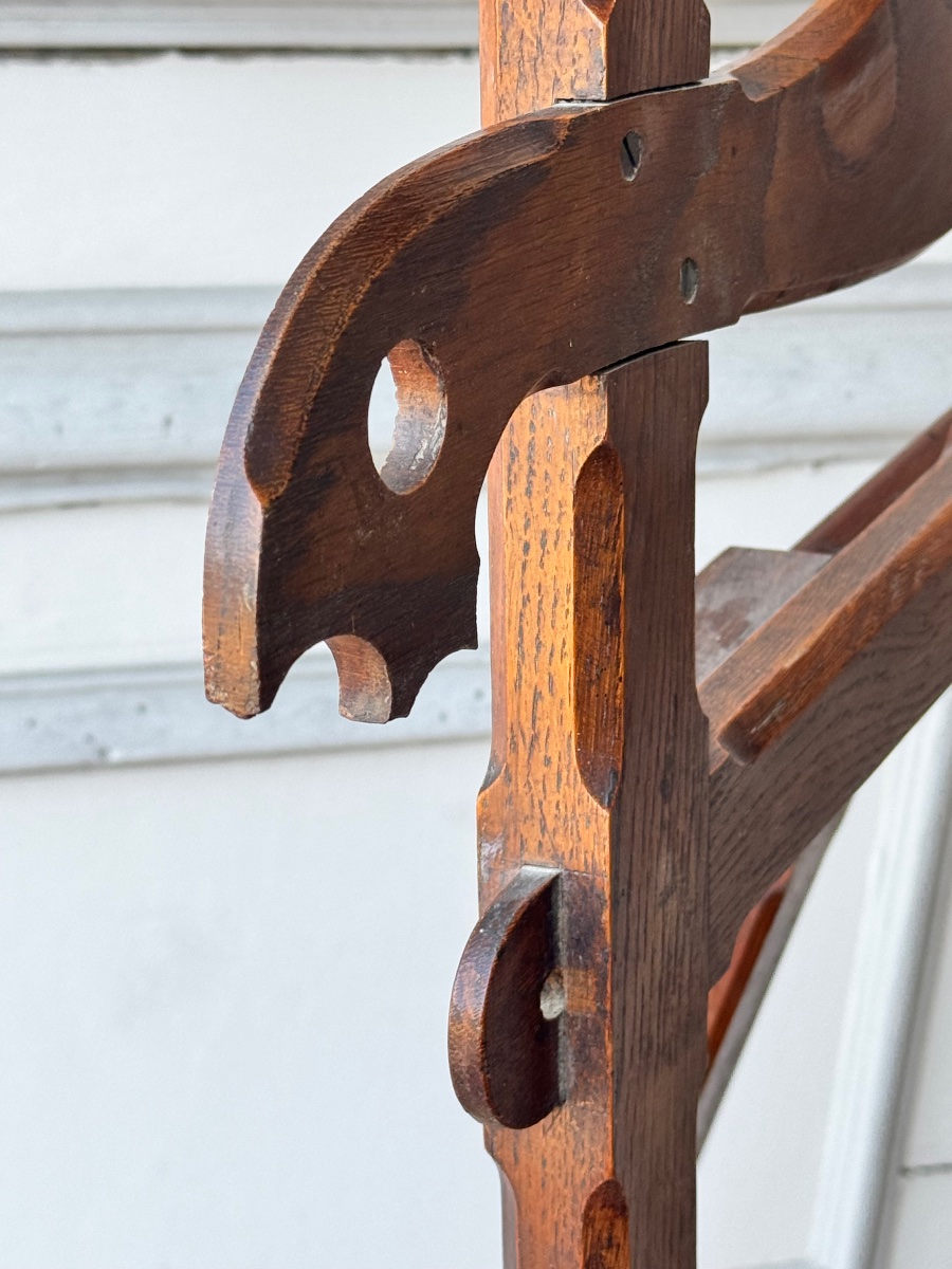 Large Carved And Pierced Oak Artist’s Easel – 19th Century-photo-6