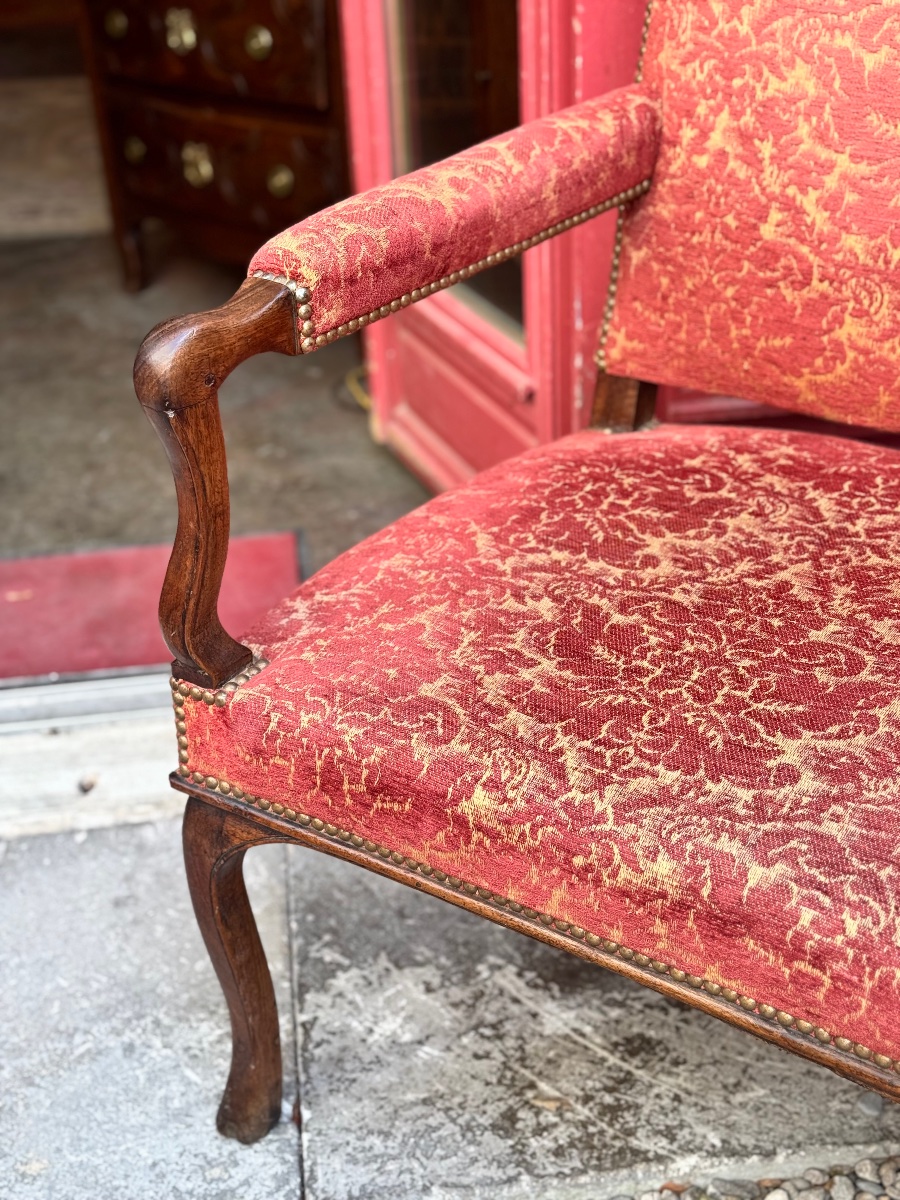 High-backed Regency Armchair In Walnut – 18th Century-photo-3