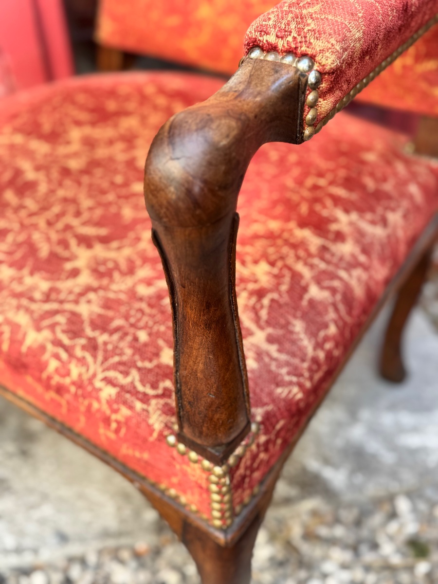 High-backed Regency Armchair In Walnut – 18th Century-photo-4