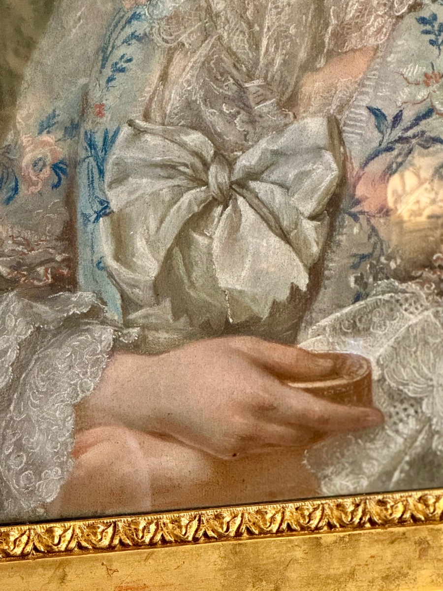 Pastel XVIIIe, Portrait de Mademoiselle Delamarre, attribué à Lépicié ou Jeaurat de Bertry-photo-3