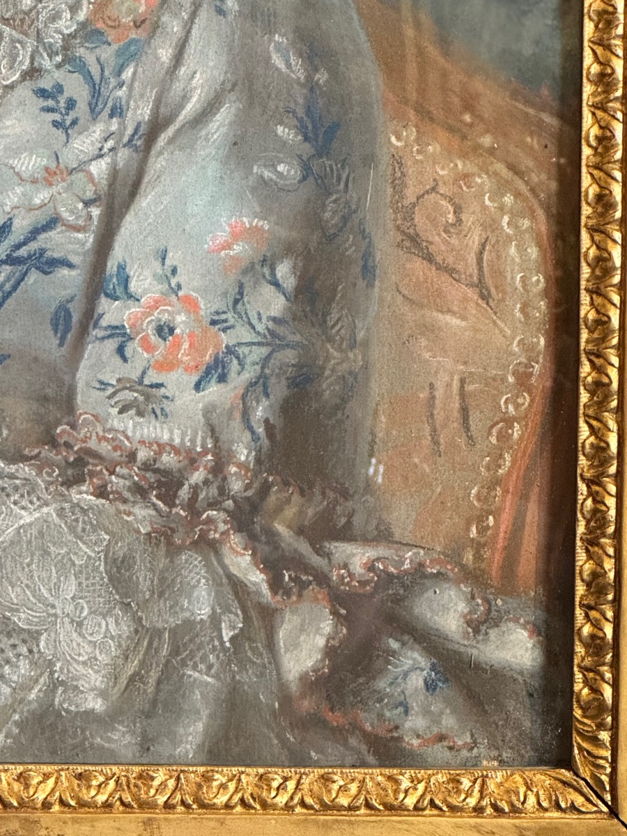 Pastel XVIIIe, Portrait de Mademoiselle Delamarre, attribué à Lépicié ou Jeaurat de Bertry-photo-4