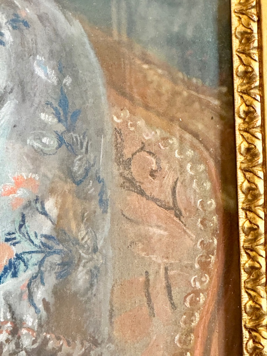 Pastel XVIIIe, Portrait de Mademoiselle Delamarre, attribué à Lépicié ou Jeaurat de Bertry-photo-5