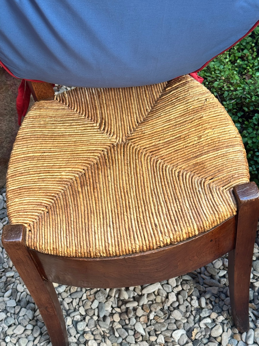 Paire de chaises paillées d’époque Directoire, fin du XVIIIe – début du XIXe, en bois fruitier-photo-3