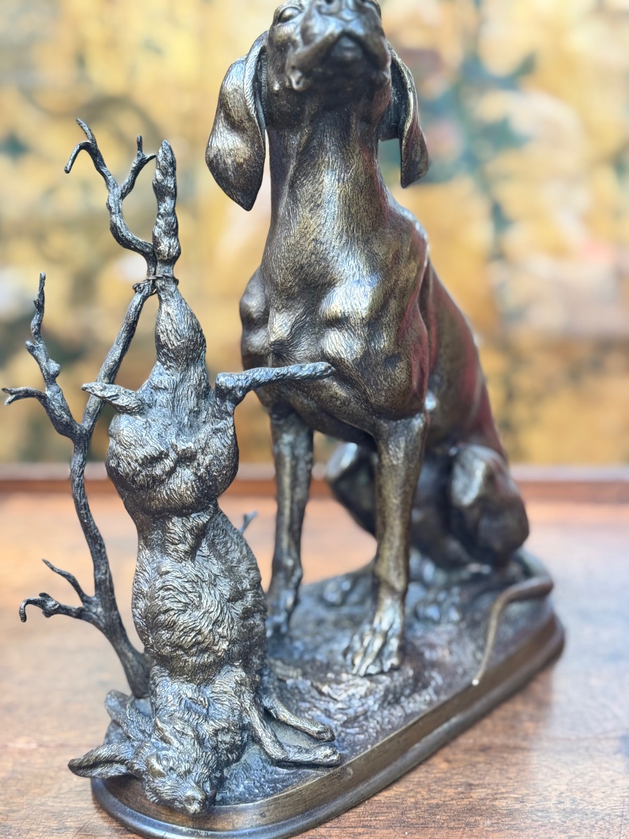 Hare-hunting Dog, 19th-century Bronze. Ferdinand Pautrot (1832–1874) -photo-1