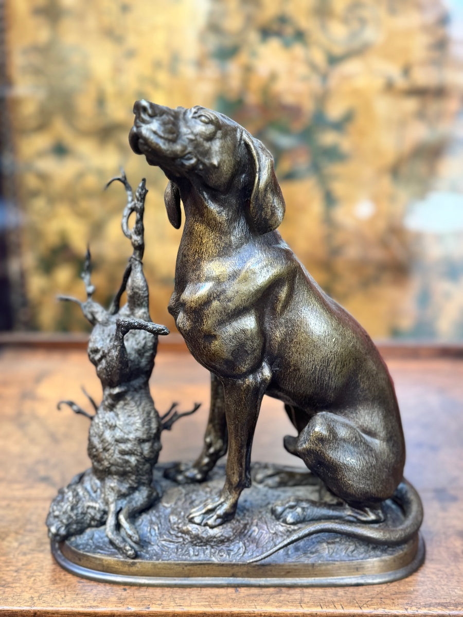 Hare-hunting Dog, 19th-century Bronze. Ferdinand Pautrot (1832–1874) 