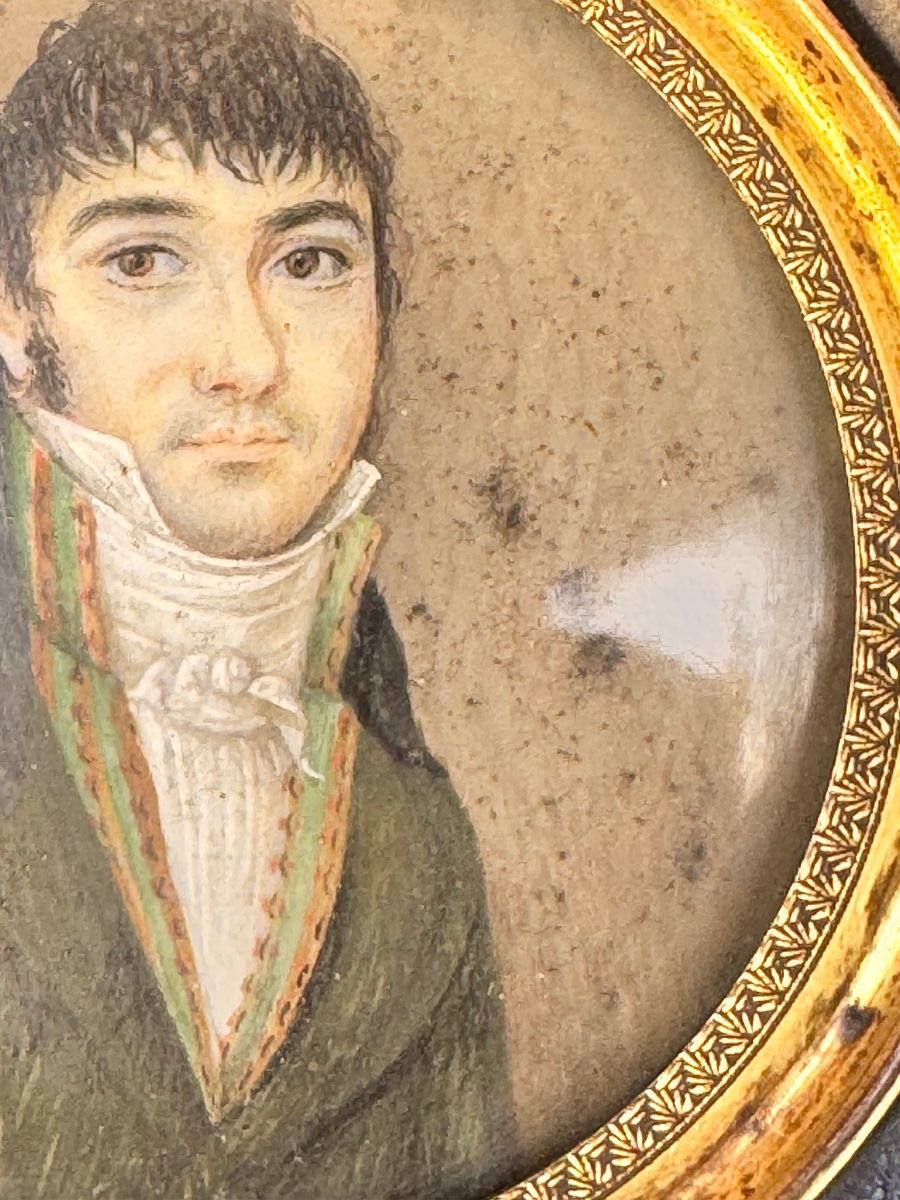 Portrait miniature d’un jeune homme – Époque Premier Empire, vers 1800-1815-photo-3