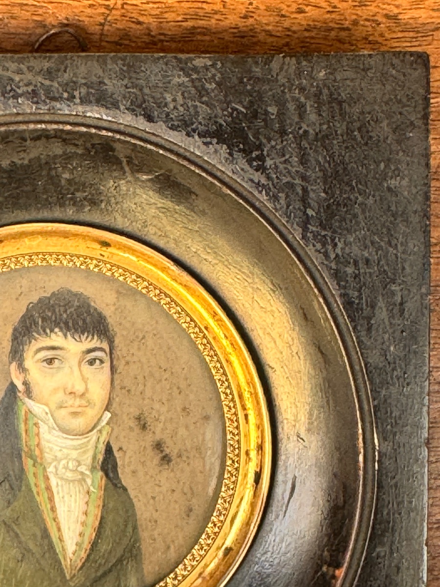 Portrait miniature d’un jeune homme – Époque Premier Empire, vers 1800-1815-photo-4