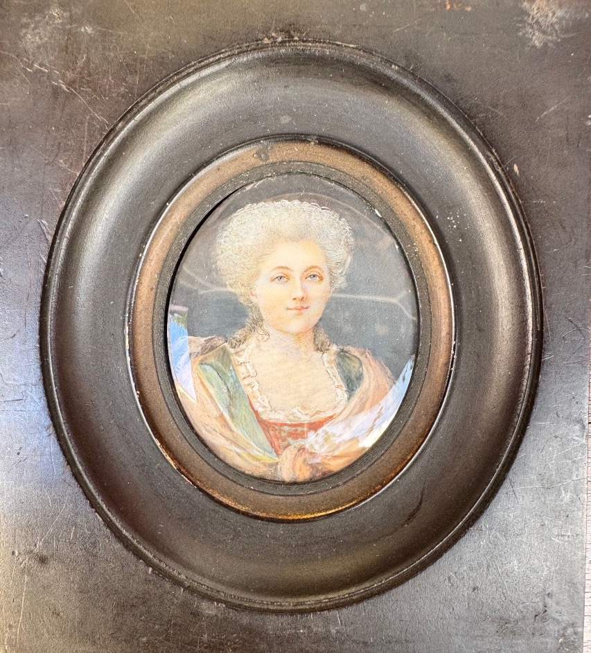 Portrait Of A Lady, Miniature On Paper – Late 18th Century