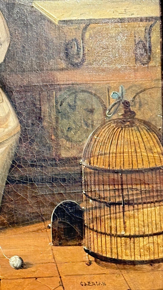Pair Of Interior Scenes – 1839 Attributed To Noël-thomas-joseph Clérian (1796–1842)-photo-2