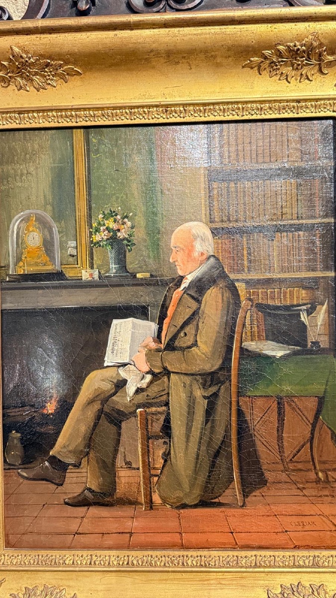 Pair Of Interior Scenes – 1839 Attributed To Noël-thomas-joseph Clérian (1796–1842)-photo-5