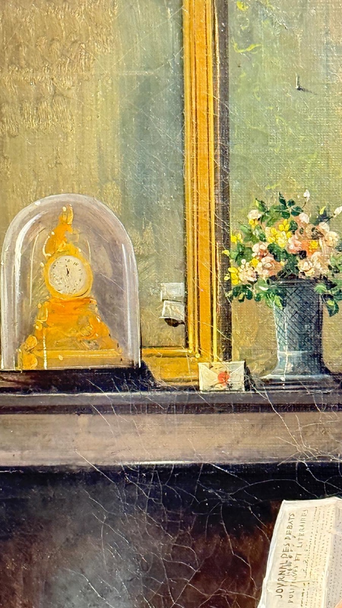 Pair Of Interior Scenes – 1839 Attributed To Noël-thomas-joseph Clérian (1796–1842)-photo-6