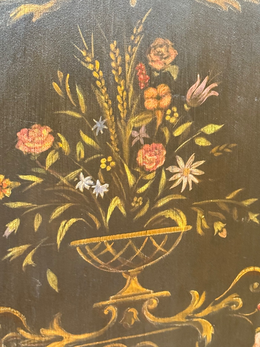 Armoire peinte d’Uzès du XVIIIe siècle à décor de paysages et bouquets-photo-1