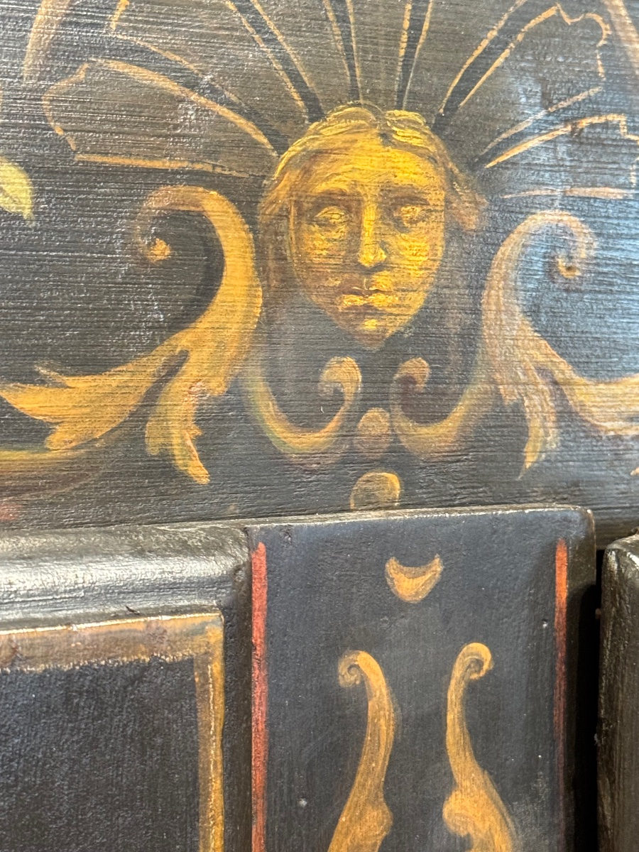 Armoire peinte d’Uzès du XVIIIe siècle à décor de paysages et bouquets-photo-2