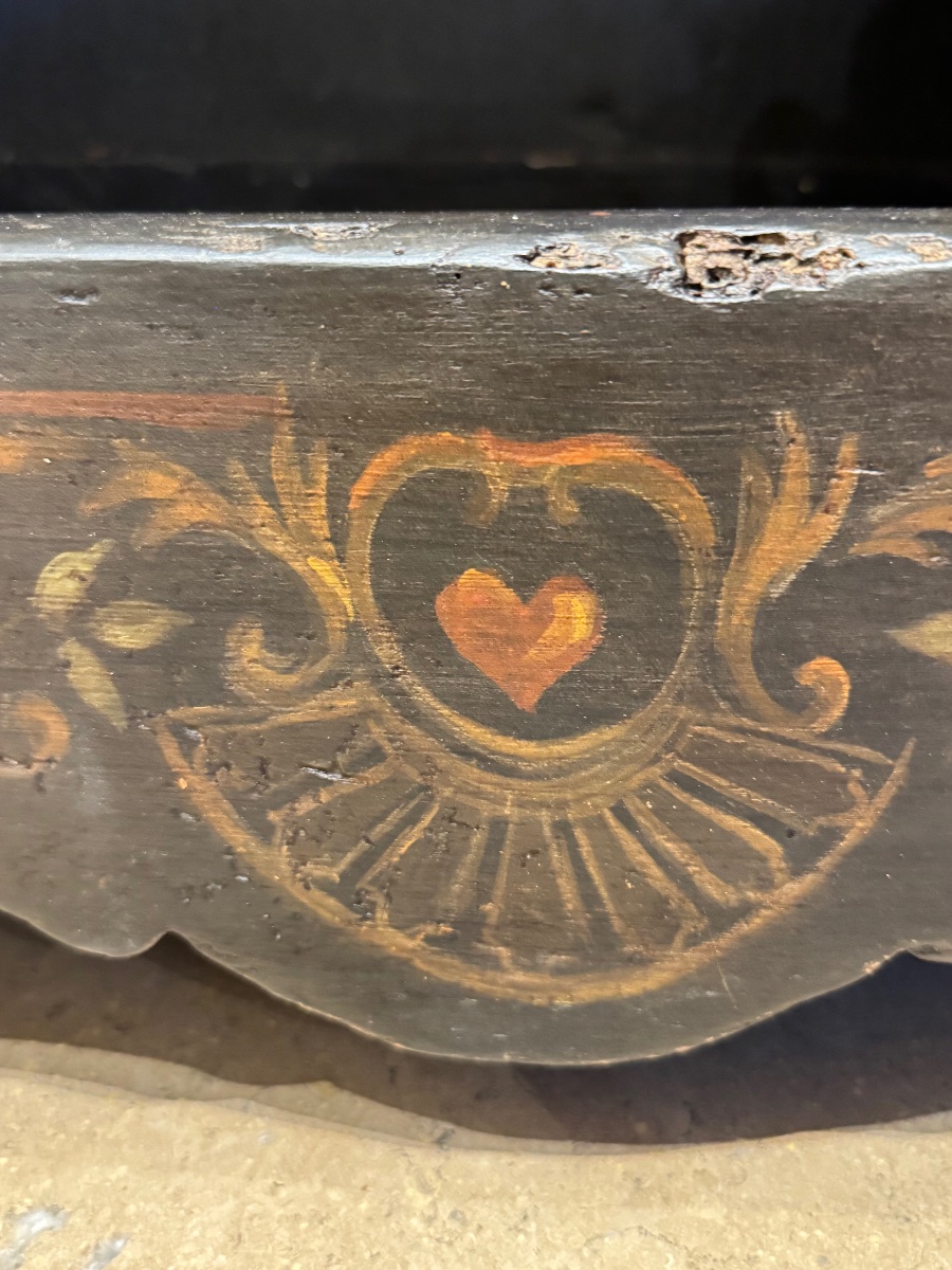 Armoire peinte d’Uzès du XVIIIe siècle à décor de paysages et bouquets-photo-5