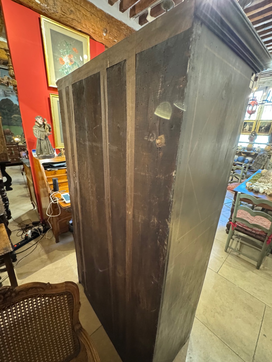 Armoire peinte d’Uzès du XVIIIe siècle à décor de paysages et bouquets-photo-8