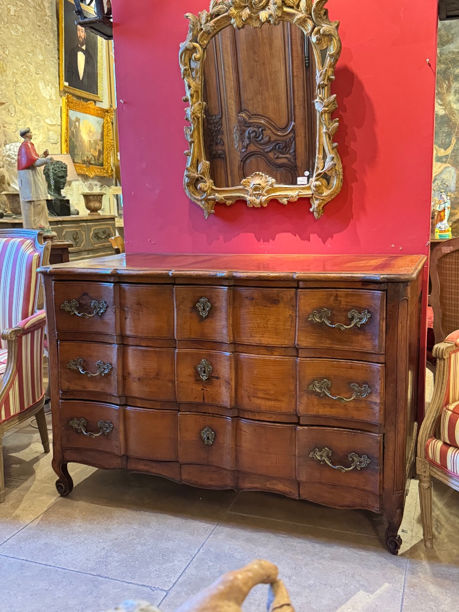 Commode arbalète Louis XV en noyer – XVIIIe siècle-photo-1