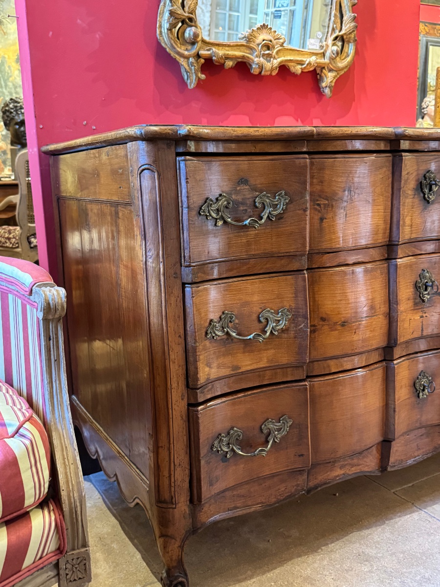 Commode arbalète Louis XV en noyer – XVIIIe siècle-photo-2
