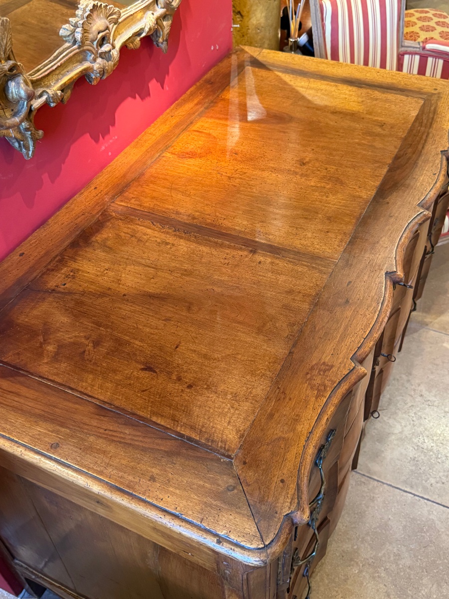 Commode arbalète Louis XV en noyer – XVIIIe siècle-photo-3