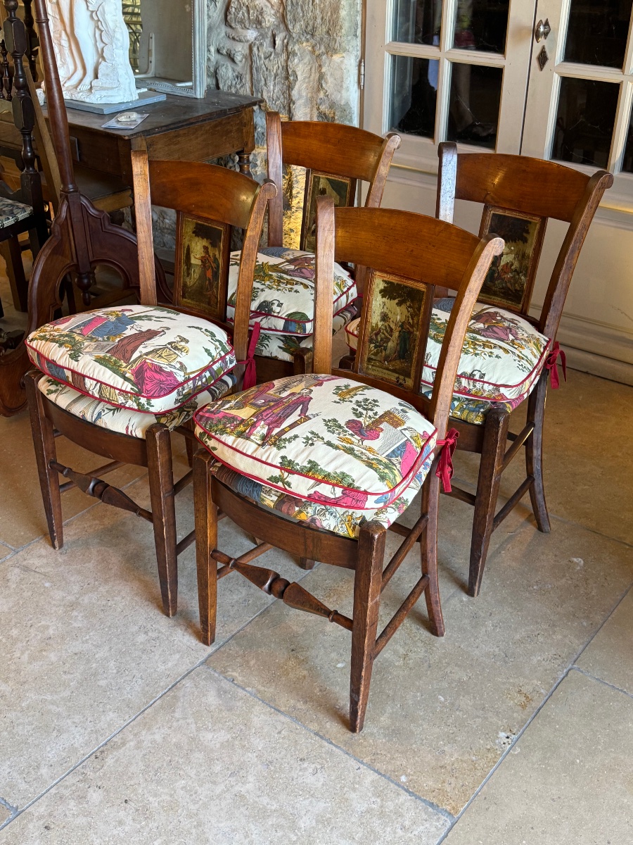 Suite de 4 chaises provençales Directoire en cerisier – Histoire de Télémaque-photo-5
