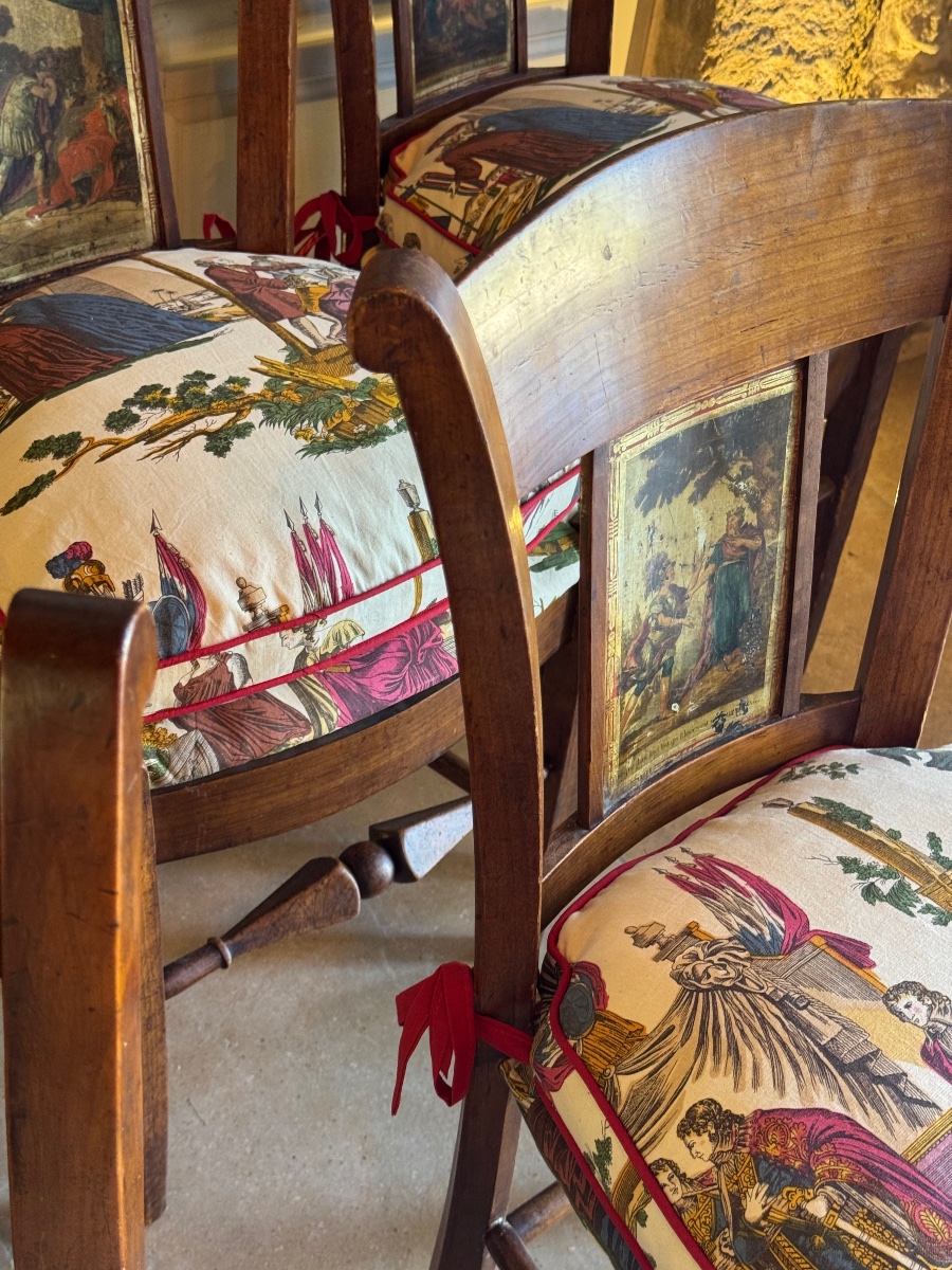 Suite de 4 chaises provençales Directoire en cerisier – Histoire de Télémaque-photo-7