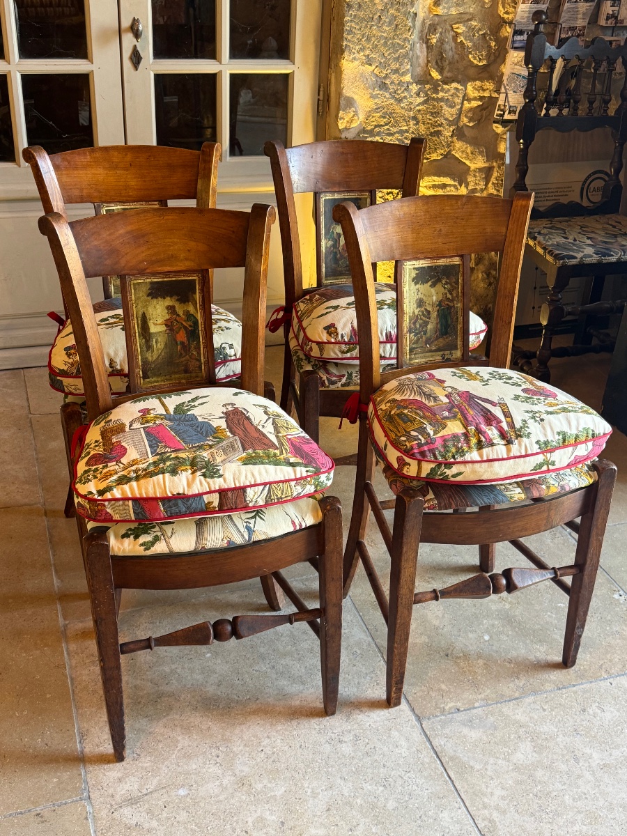 Suite de 4 chaises provençales Directoire en cerisier – Histoire de Télémaque-photo-8