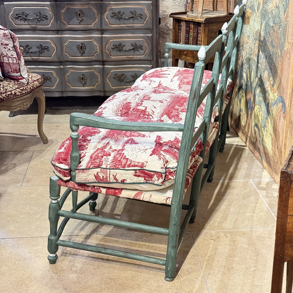 Radassier Provençal Louis XVI en Mûrier Peint – Tissu Petitpierre de Nantes XVIIIe-photo-3