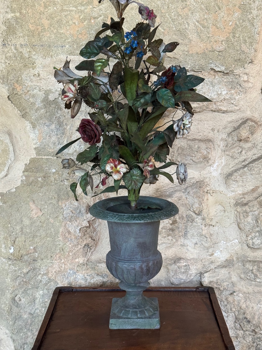 Bouquet Of Flowers And Foliage Made Of Cut And Painted Iron – Late 18th Century, Early 19th Century-photo-1