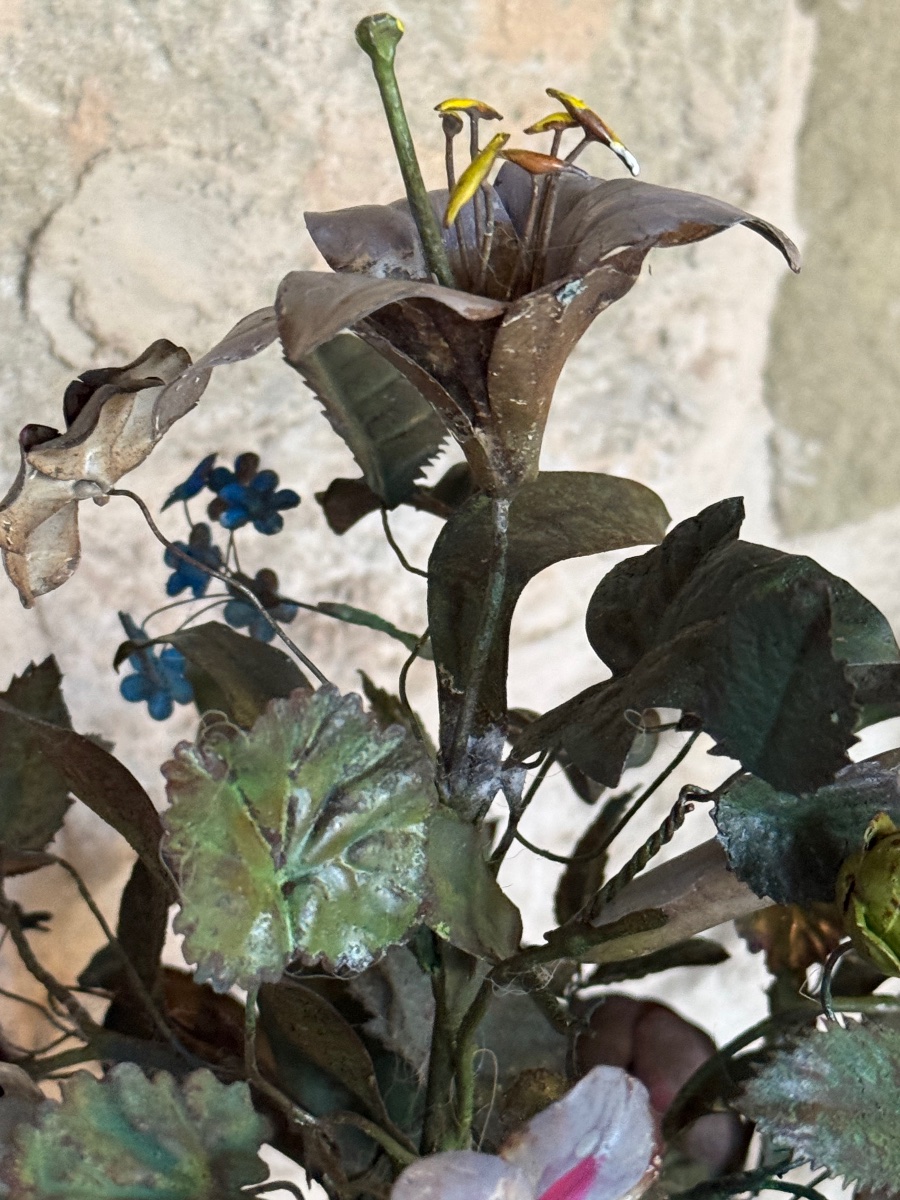 Bouquet Of Flowers And Foliage Made Of Cut And Painted Iron – Late 18th Century, Early 19th Century-photo-6