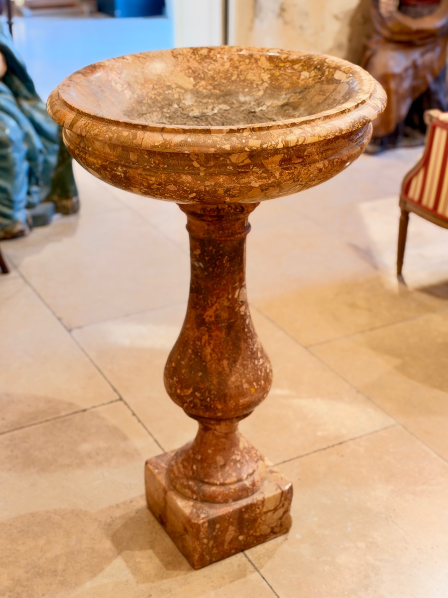Large Italian Holy Water Font Made Of Sicilian Breccia – 18th Century-photo-2