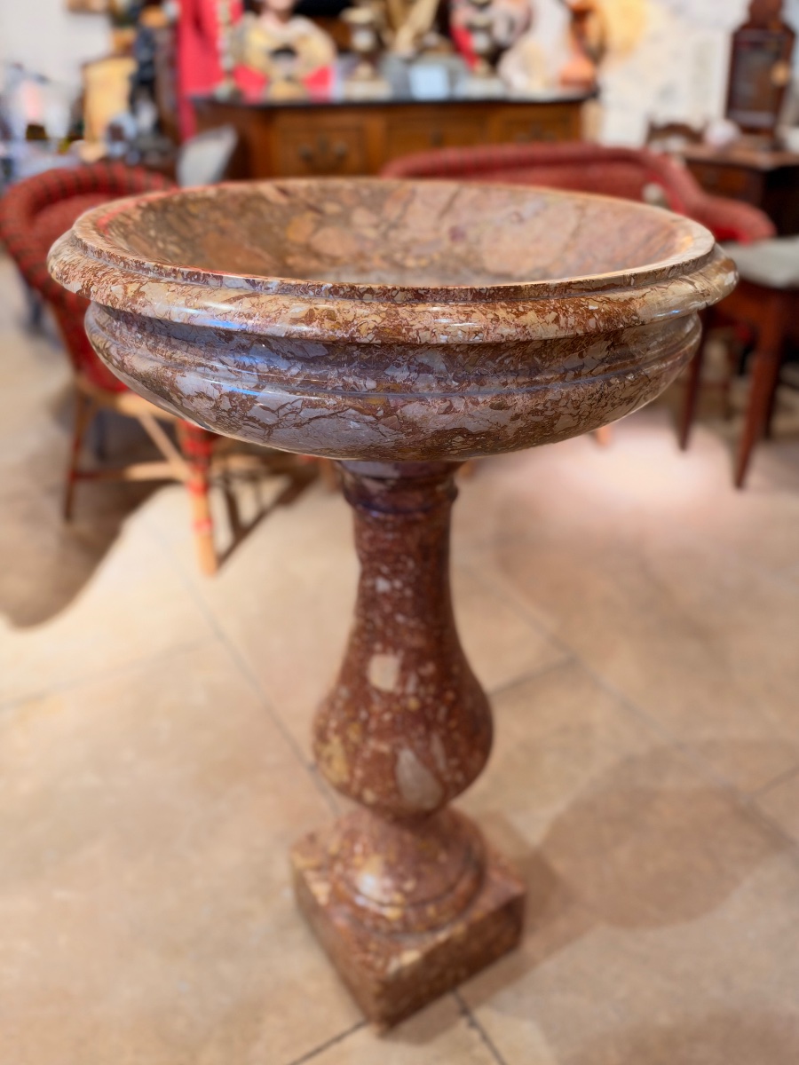Large Italian Holy Water Font Made Of Sicilian Breccia – 18th Century-photo-3