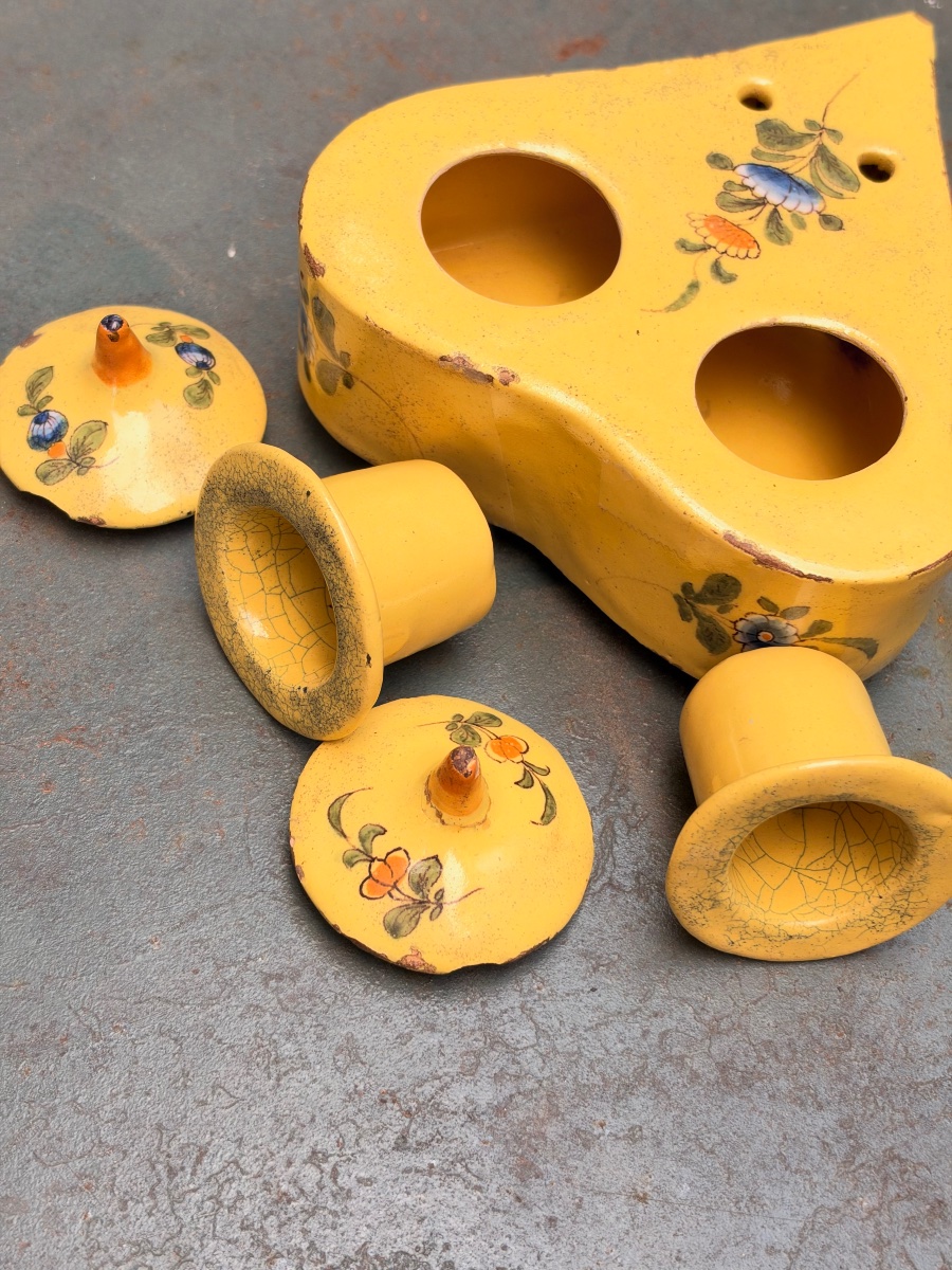 Heart-shaped Montpellier Earthenware Inkwell – 18th Century-photo-4