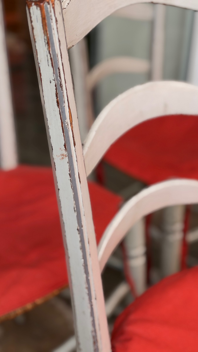 Suite de 6 chaises provençales Louis XVI en bois peint et paillé – XVIIIe siècle-photo-3