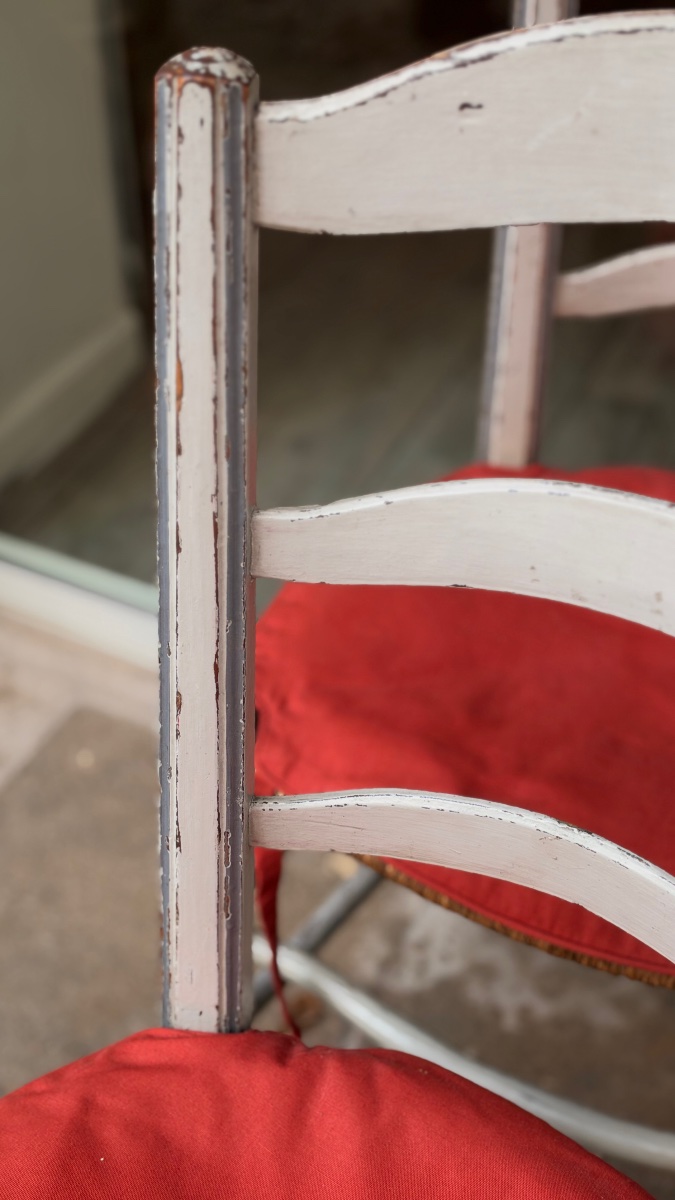 Suite de 6 chaises provençales Louis XVI en bois peint et paillé – XVIIIe siècle-photo-7