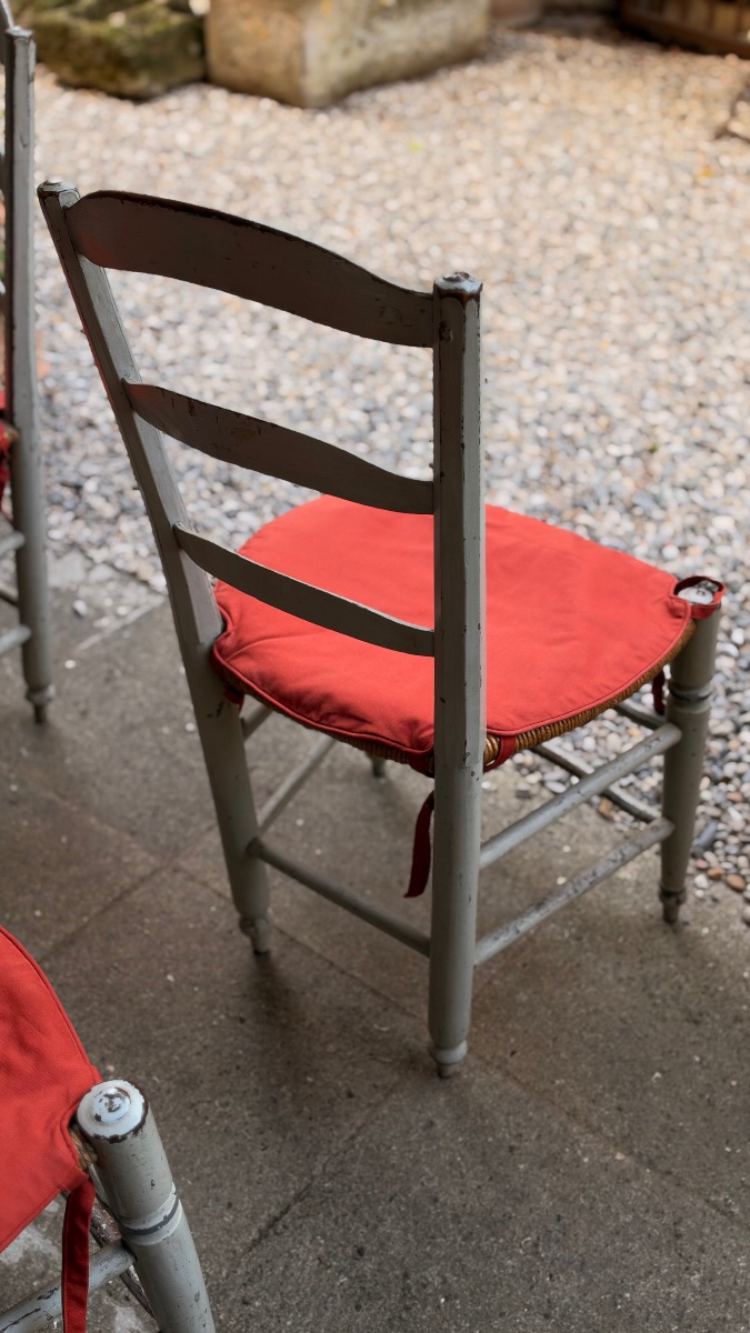 Suite de 6 chaises provençales Louis XVI en bois peint et paillé – XVIIIe siècle-photo-8