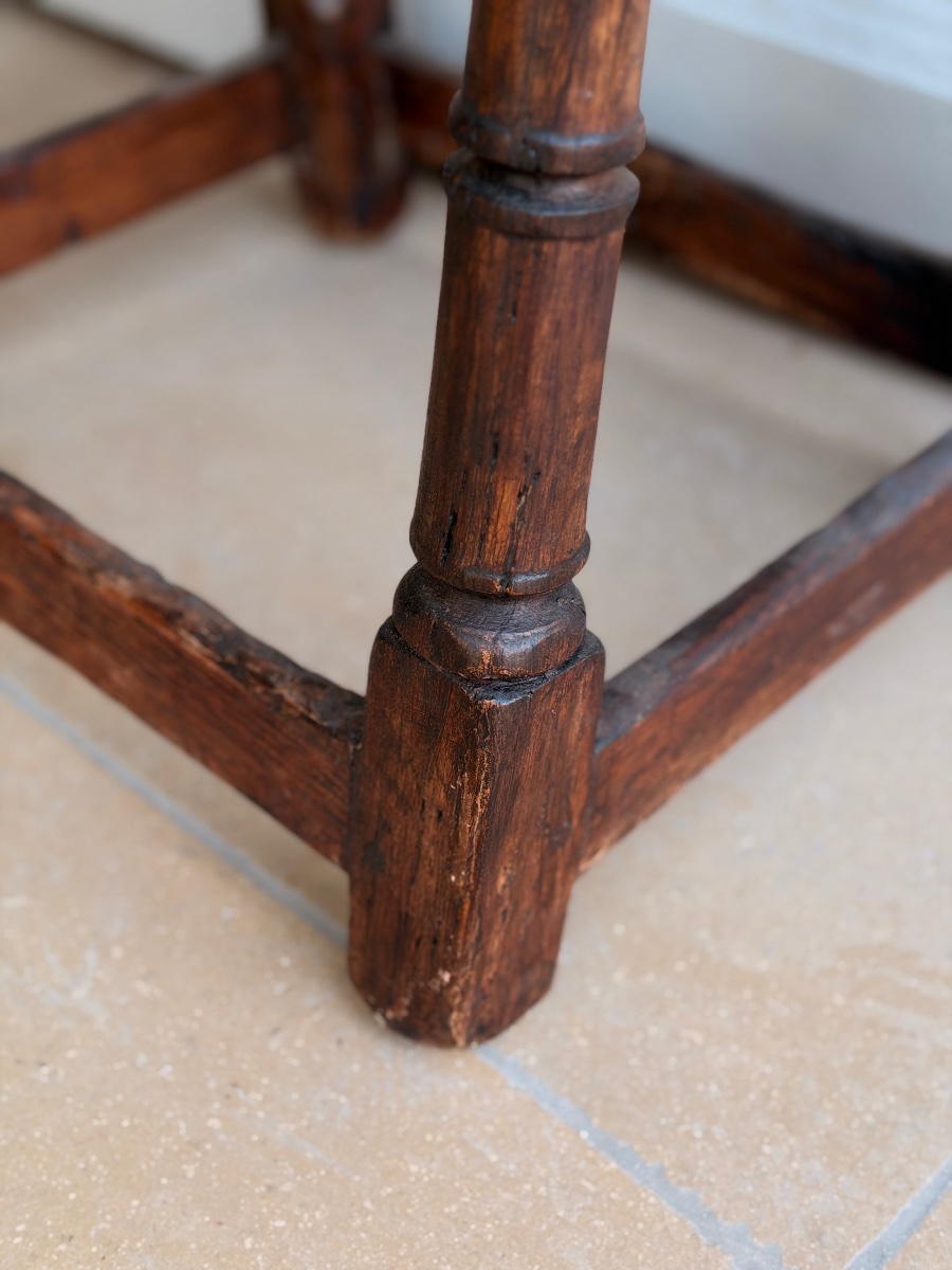 Carved Oak Stool Dated 1694 – 17th Century-photo-4