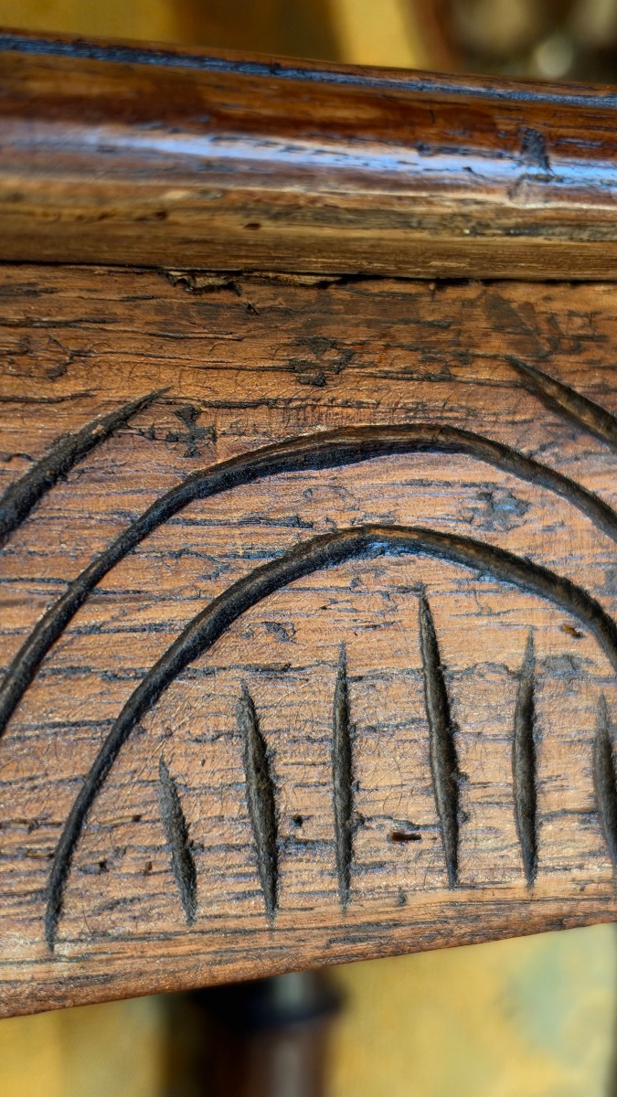 Carved Oak Stool Dated 1694 – 17th Century-photo-5