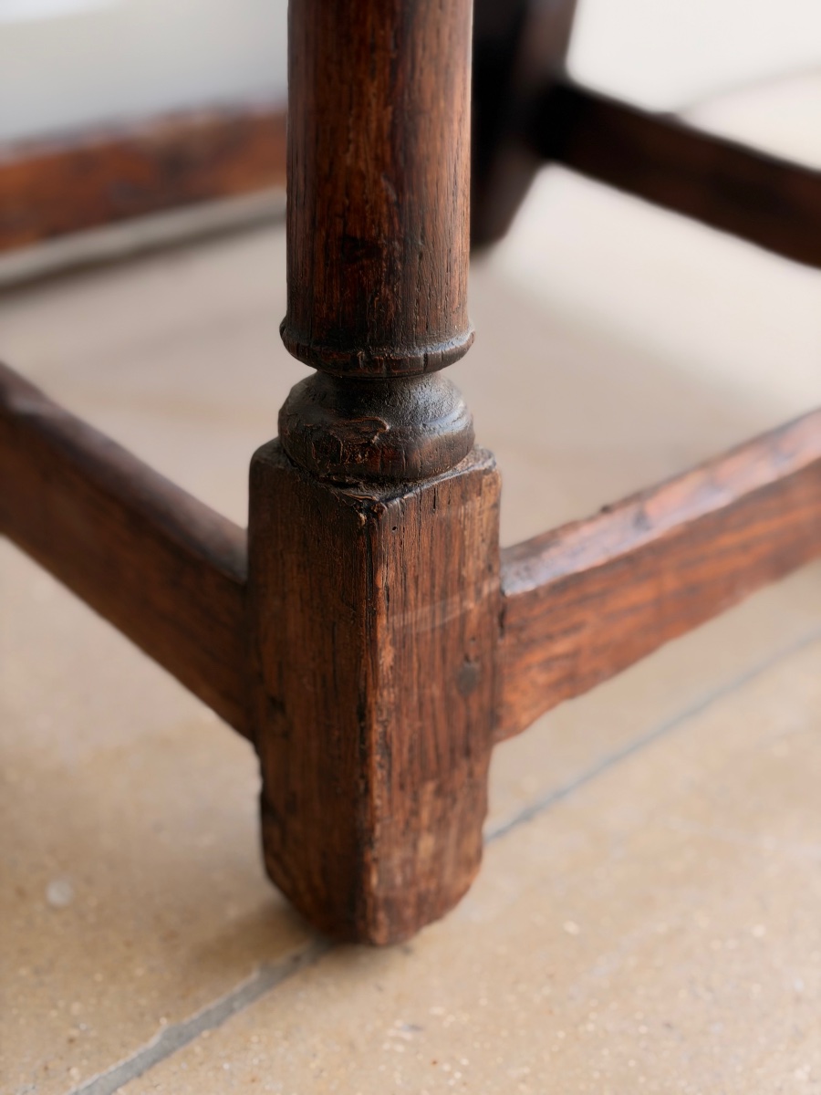 Carved Oak Stool Dated 1694 – 17th Century-photo-8