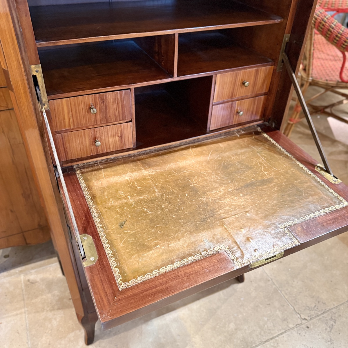 Secrétaire de dame Louis XVI en placage de bois précieux – XVIIIe siècle-photo-4