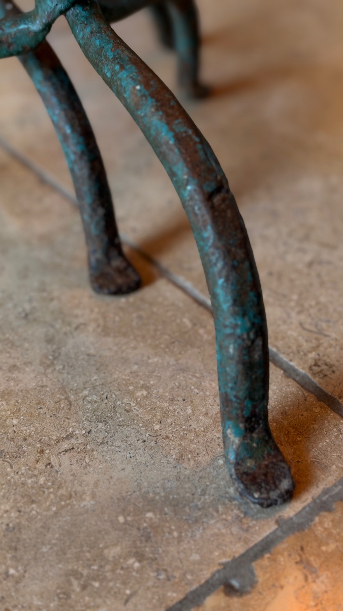 Pair Of Polychrome Wrought-iron Candlesticks – 17th–18th Century-photo-4