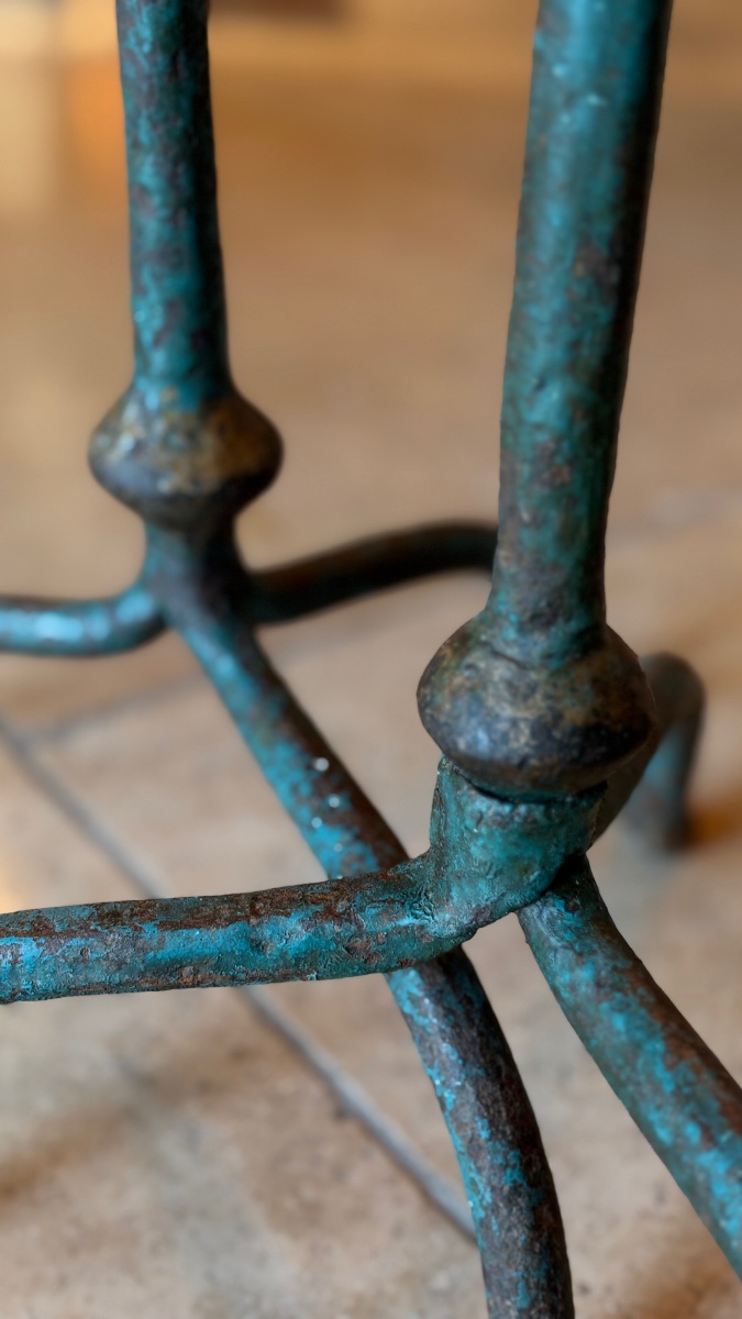 Pair Of Polychrome Wrought-iron Candlesticks – 17th–18th Century-photo-1