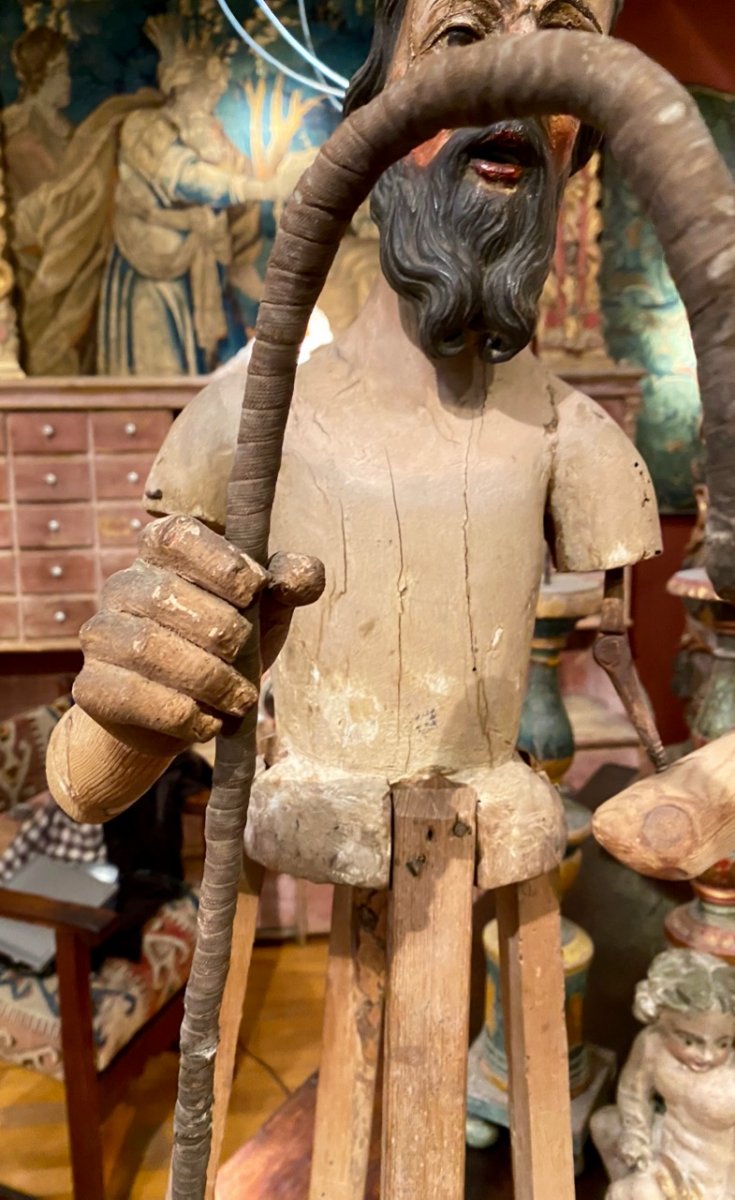 Italian Capipote Statue Of Saint Joseph With Articulated Metal Arms, 18th Century-photo-3