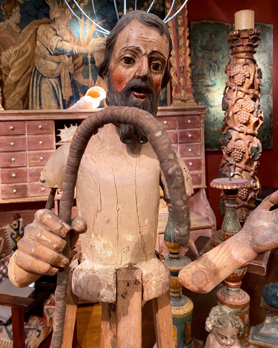 Italian Capipote Statue Of Saint Joseph With Articulated Metal Arms, 18th Century-photo-4