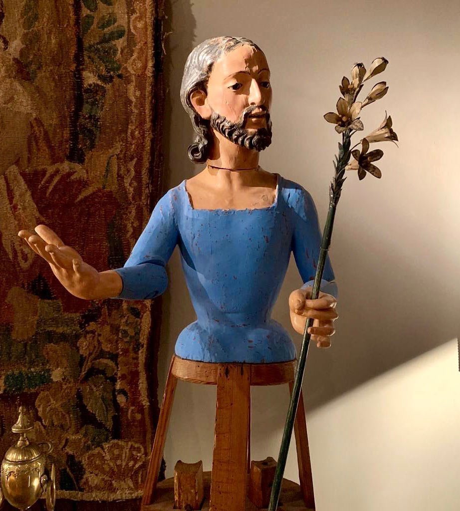 Grand Capipote, Saint Joseph, Spanish 18th Carved Wood-photo-4