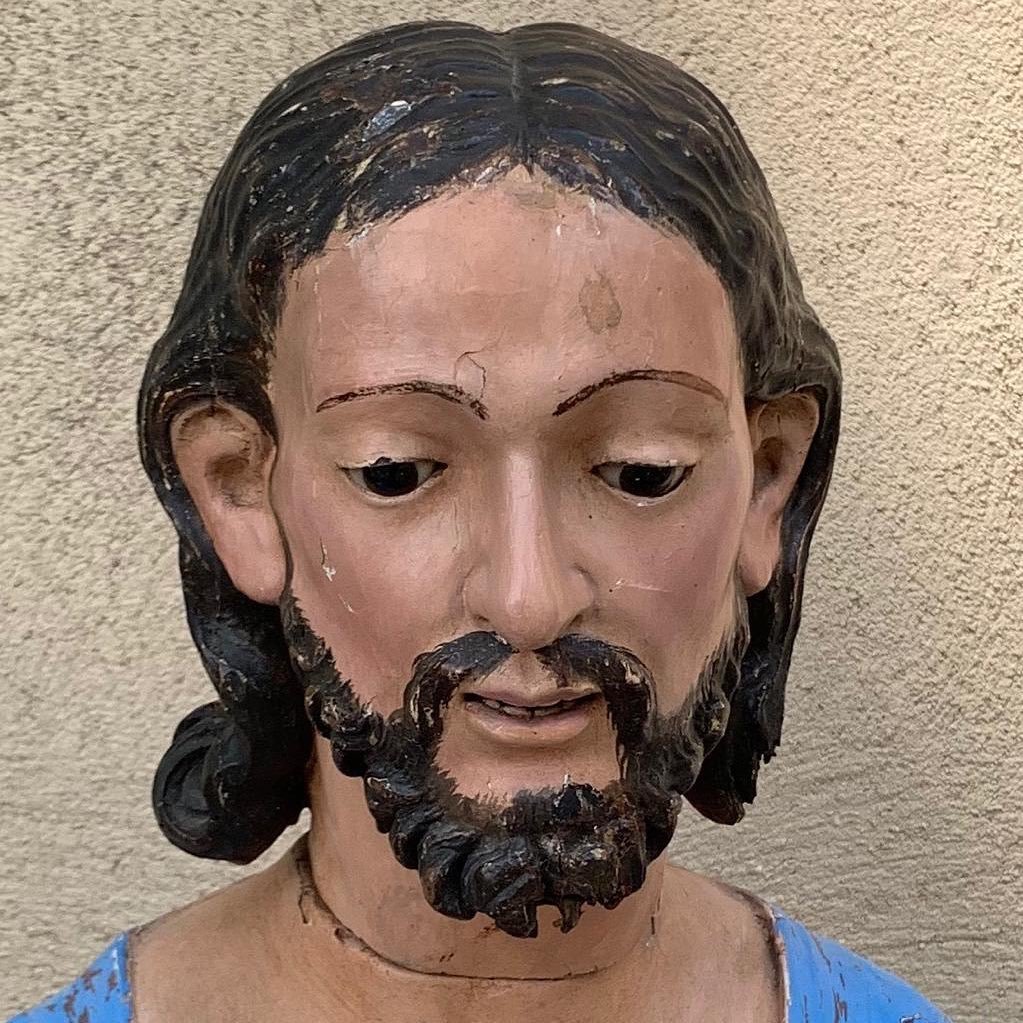 Grand Capipote, Saint Joseph, Spanish 18th Carved Wood-photo-2